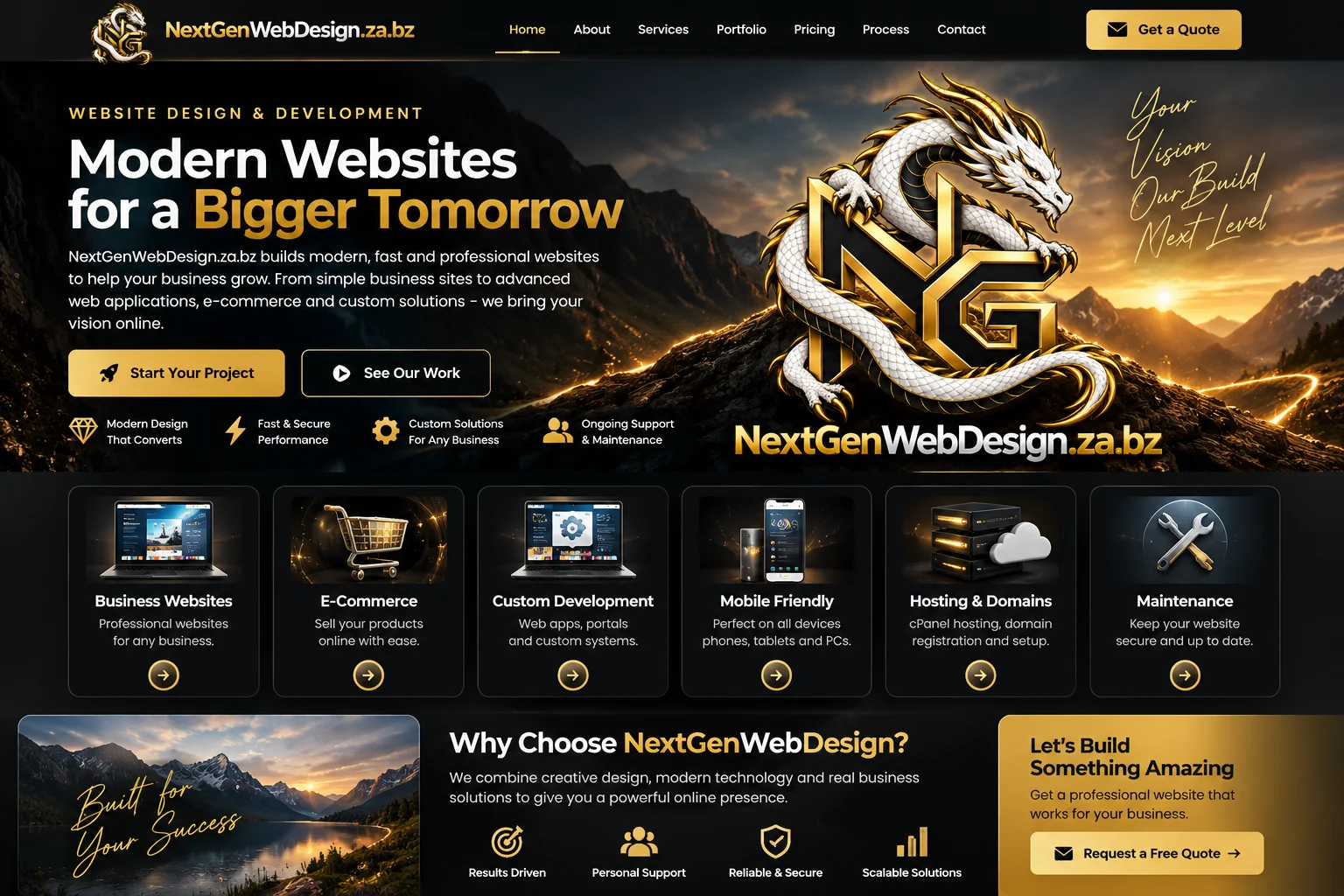 Premium black and gold business website concept